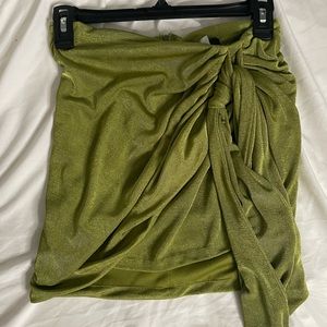 Green Slinky Tie Mini Skirt